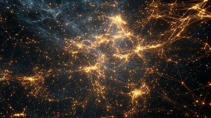 Wall Mural - an abstract web glowing lines and nodes visualizing complex technological connections and data flows