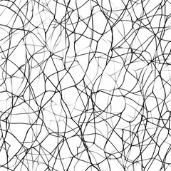 Aufkleber - Circular pattern of intertwined black lines creating an abstract design on a white background showcasing interaction of shapes. Generative AI