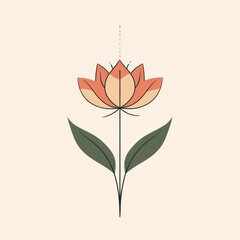 Leinwandbilder - Beautiful abstract flower design with warm colors and minimalist style on a light background. Generative AI