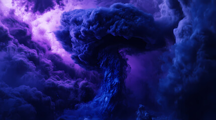 Wall Mural - tornado of swirling purple gas clouds against a deep blue black hole background, black hole, cosmic 