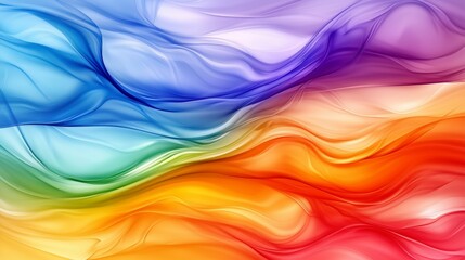 Aufkleber - A colorful, abstract painting of a rainbow with a wave. The colors are vibrant and the brushstrokes are bold, creating a sense of movement and energy. AI generated.