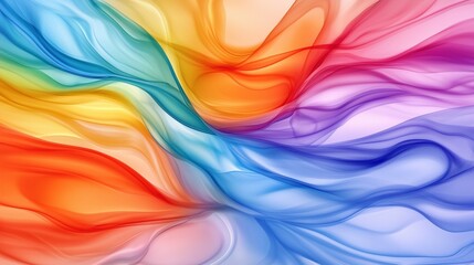 Poster - a colorful painting of a rainbow with a blue and white background. the painting is abstract and has 