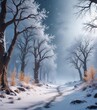 © Phetthanousack - Winter fantasy world with glowing trees and snowflakes falling, fantasy, winter wonderland, snowflakes, glowing, Christmas trees