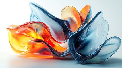 Colorful 3D glass object with abstract shapes, creating an interesting and dynamic background.