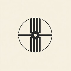 Aufkleber - Design featuring a minimalistic black and white circular emblem with symmetrical lines and a central dot. Generative AI