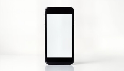 Leinwandbilder - Blank smartphone mockup. Modern tech device with empty screen. Versatile tech template for different purposes. Isolated on white background. Ready for app advert. Portable digital device. Ideal