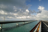 Pedestrian excercise and walkway alongside the seven mile bridge (7-mile bridge) in the Florida Keys offering pedestrians and cyclists their own path out over the water