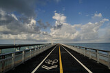 Pedestrian excercise and walkway alongside the seven mile bridge (7-mile bridge) in the Florida Keys offering pedestrians and cyclists their own path out over the water
