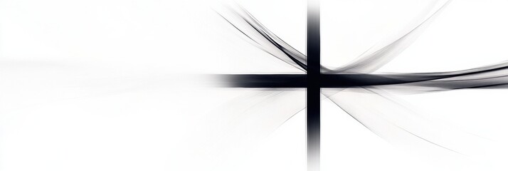 Poster - Soft black and white abstract background with flowing lines creating a sense of movement and calm in artistic form. Generative AI
