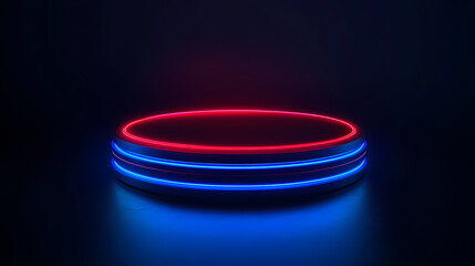 Wall Mural - 3d render abstract futuristic neon background rounded red blue lines glowing in the dark ultraviolet