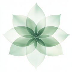 Poster - Abstract green flower design with layered petals on a light background for calming atmosphere. Generative AI