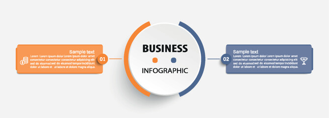 Wall Mural - business infographic template with icons and 2 options or steps