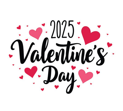 Happy Valentine's Day heart typography flower with handwritten calligraphy and bold text. Vector illustration for ads, posters, cards, banners and social media.