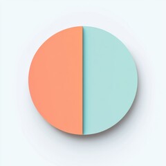 Poster - Half circle design in contrasting peach and cyan colors with smooth texture on a minimalistic background. Generative AI