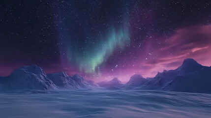 a vibrant aurora borealis dances across a star strewn night sky, casting an otherworldly glow on a s