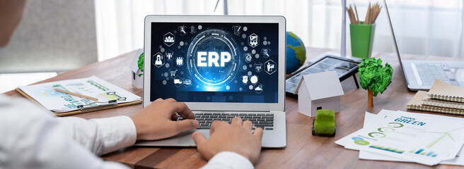 Poster - ERP enterprise resource planning software for brisk business to plan the marketing strategy