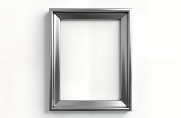Leinwandbilder - Empty silver picture frame with shiny surface. Modern design frame for display. High quality metal border. Blank photo frame. Empty picture frame ready for art. Stylish frame for pictures. Empty
