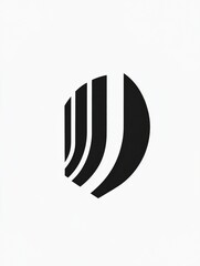 Poster - Black and white abstract design featuring curved lines on a minimalistic background. Generative AI