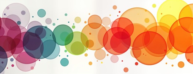 Poster - Colorful circles overlap in various sizes, shades. Abstract design ideal for modern web background. Stylish graphic element. Concept for dynamic tech backdrop. Creative illustration suitable for