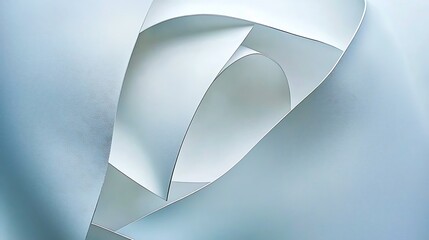 Wall Mural - Abstract white paper curves, light and shadow play, minimalist design background