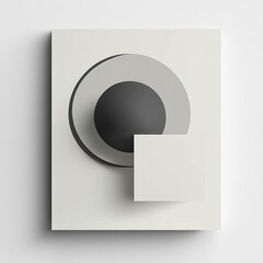 Poster - Abstract geometric composition featuring circles and squares in monochromatic tones on a minimalist background. Generative AI