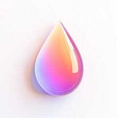Fototapete - Colorful water droplet with gradient reflection on a light background captures natural beauty and simplicity. Generative AI