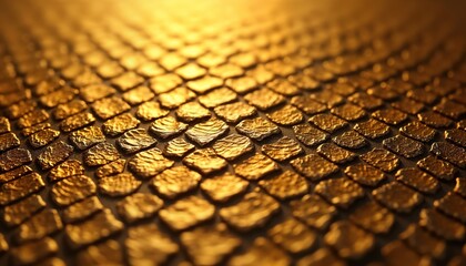 Poster - Detailed close-up view of golden reptile skin texture. Reptilian pattern with gold tones, dark undertones. Design creates sophisticated abstract material. Could for luxury fashion interior design.