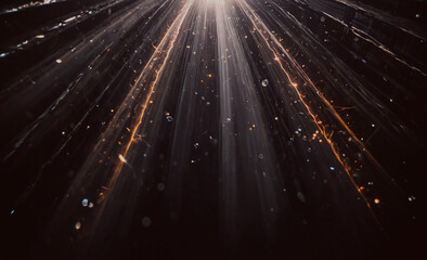 Poster - A dark sky with a bright light shining through it. The light is creating a beautiful and mysterious atmosphere