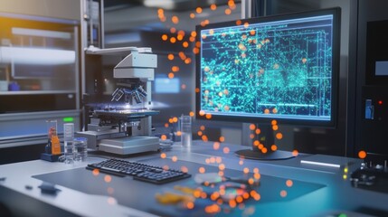 Poster - a magnified view of intricate electronics being inspected on a workbench with soldering tools and a 