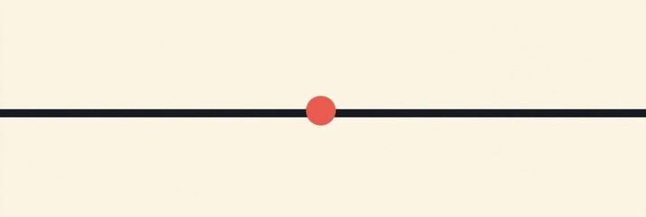 Fototapete - Abstract design featuring a red circle on a horizontal line against a light background. Generative AI