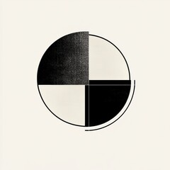 Poster - Geometric abstract design featuring contrasting black and white segments on a neutral background. Generative AI