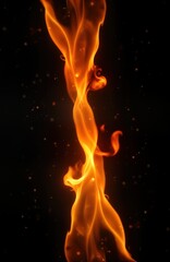Aufkleber - Abstract fire flames blaze on black background. Orange fire patterns in vibrant glow. Burning flames abstract art creates powerful visual. Fire explosion isolated against dark background. Fiery