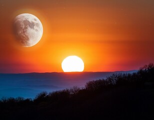 Wall Mural - sun and moon creating celestial harmony in the sky