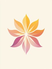 Leinwandbilder - Colorful floral design in warm tones featuring layered petals on a light background. Generative AI