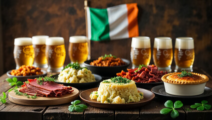 Delicious different dishes, traditional food of Ireland