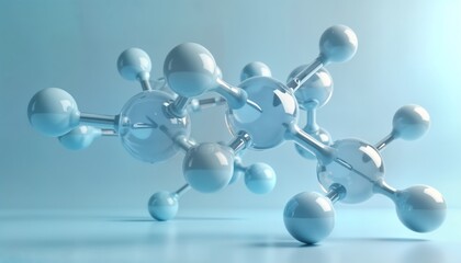 Poster - 3D model shows complex molecule structure. Atoms linked by bonds. Modern scientific image. Ideal for chemistry education, medical research. Pharmaceutical company use. Illustrates innovative drug