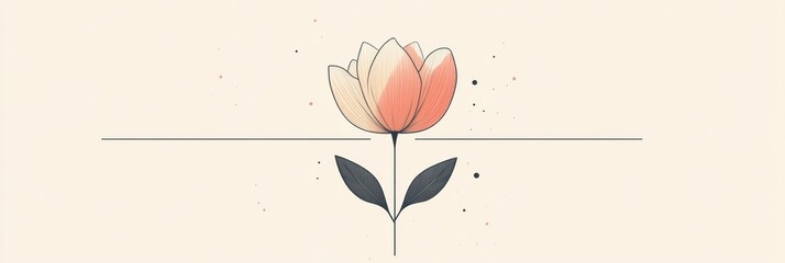 Aufkleber - Elegant single flower design with soft colors showcasing simplicity and beauty. Generative AI