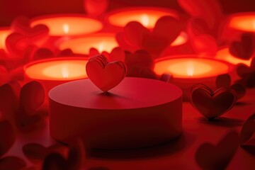 Poster - A group of candles with a heart-shaped decoration on top, suitable for romantic or celebratory occasions