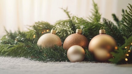 Aufkleber - A collection of Christmas ornaments sits on a table, ready for display or gift-giving
