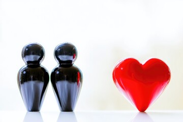 Aufkleber - Black figurines with a red heart symbol