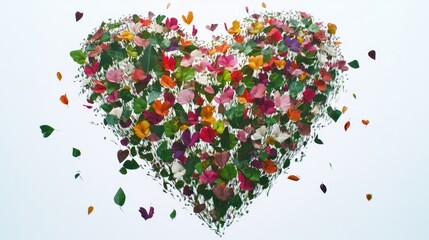Poster - A beautiful heart-shaped arrangement of flowers and leaves, perfect for romantic occasions or as a decoration
