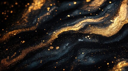 Poster - A close-up shot of a black and gold textured surface