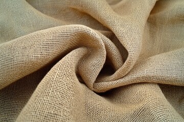 Poster - Close-up shot of tan fabric with texture and weave details