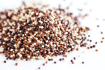 Poster - A stack of quinoa grains on a clean white background
