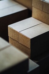 Poster - Stacked containers and boxes on a table surface, possibly for storage or organization