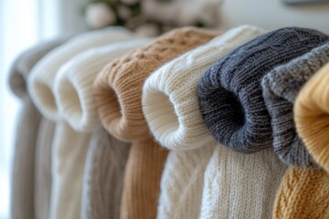 Poster - A row of sweaters hanging on a rack, waiting to be selected