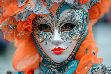 Poster - A close-up shot of a person's face wearing a mask, suitable for use in various contexts where anonymity or disguise is necessary