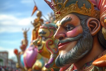 Poster - A detailed view of a male figure wearing a regal crown, ideal for use in historical or royalty-themed projects