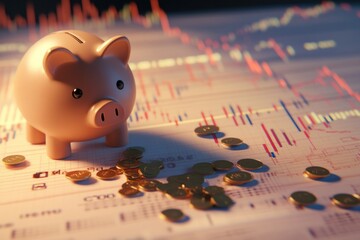 Aufkleber - A piggy bank filled with coins, perfect for financial illustrations and graphics