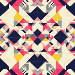 Leinwandbilder - Colorful geometric pattern featuring bold shapes in vibrant tones on a neutral background. Generative AI